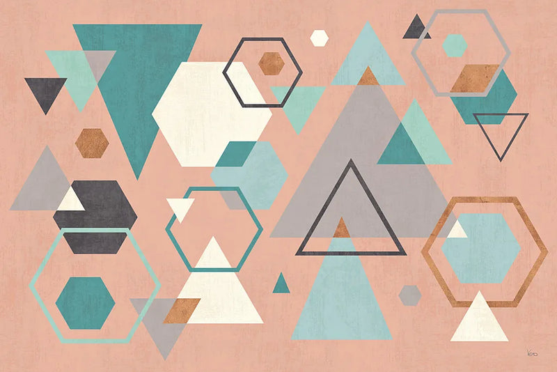 Abstract Geo I Pink by Veronique Charron. SKU 34852i. Archival Giclee Fine art print for wall decor.