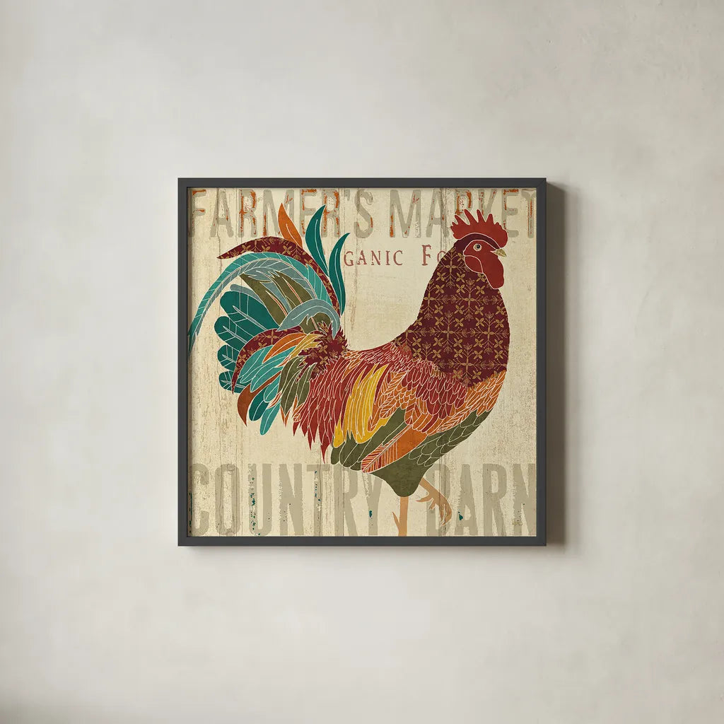 At the Barn II by Veronique Charron. Shown in a sleek black glass frame for a contemporary gallery look. Available as an archival giclee rolled canvas, fine art paper, or poster print. SKU 24722a.