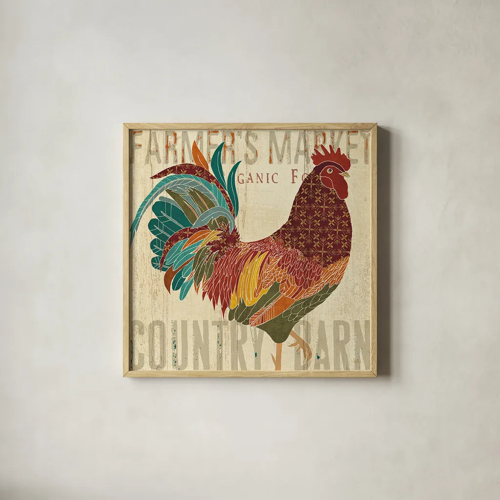 At the Barn II by Veronique Charron. Shown in a natural wood glass frame for a timeless modern aesthetic. Available as an archival giclee rolled canvas, fine art paper, or poster print. SKU 24722a.