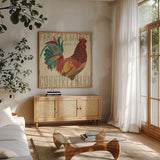 At the Barn II by Veronique Charron. Shown in a natural wood frame in a cozy modern living room. Available as an archival giclee rolled canvas, fine art paper, or poster print. SKU 24722a.