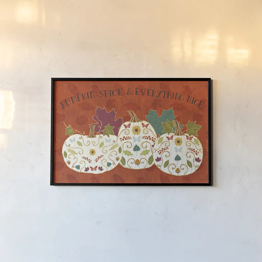 Autumn Otomi I by Veronique Charron. shown as a paper print in a black flame. Available as a archival giclee rolled canvas, fine art paper, or poster print. SKU 47644i.