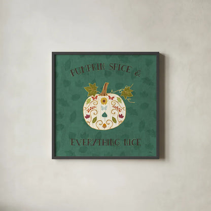 Autumn Otomi II by Veronique Charron. Shown in a sleek black glass frame for a contemporary gallery look. Available as an archival giclee rolled canvas, fine art paper, or poster print. SKU 47645a.