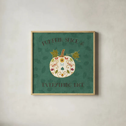 Autumn Otomi II by Veronique Charron. Shown in a natural wood glass frame for a timeless modern aesthetic. Available as an archival giclee rolled canvas, fine art paper, or poster print. SKU 47645a.