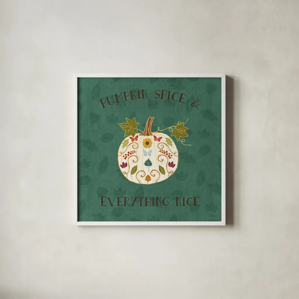 Autumn Otomi II by Veronique Charron. Shown in a crisp white glass frame for a clean and minimalist style. Available as an archival giclee rolled canvas, fine art paper, or poster print. SKU 47645a.