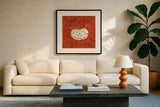 Autumn Otomi III by Veronique Charron. Displayed in a glass frame with matte in a clean modern living room. Available as an archival giclee rolled canvas, fine art paper, or poster print. SKU 47646a.