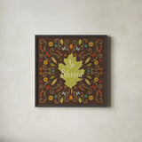 Autumn Otomi IX by Veronique Charron. Shown in a sleek black glass frame for a contemporary gallery look. Available as an archival giclee rolled canvas, fine art paper, or poster print. SKU 47652a.