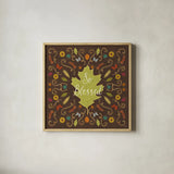 Autumn Otomi IX by Veronique Charron. Shown in a natural wood glass frame for a timeless modern aesthetic. Available as an archival giclee rolled canvas, fine art paper, or poster print. SKU 47652a.