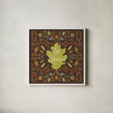 Autumn Otomi IX by Veronique Charron. Shown in a crisp white glass frame for a clean and minimalist style. Available as an archival giclee rolled canvas, fine art paper, or poster print. SKU 47652a.