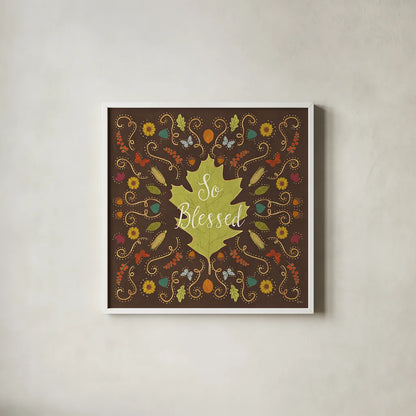 Autumn Otomi IX by Veronique Charron. Shown in a crisp white glass frame for a clean and minimalist style. Available as an archival giclee rolled canvas, fine art paper, or poster print. SKU 47652a.