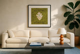 Autumn Otomi V by Veronique Charron. Displayed in a glass frame with matte in a clean modern living room. Available as an archival giclee rolled canvas, fine art paper, or poster print. SKU 47648a.