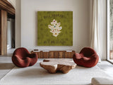 Autumn Otomi V by Veronique Charron. Shown as extra-large giant wall art in a modern living room. Available as an archival giclee rolled canvas, fine art paper, or poster print. SKU 47648a.