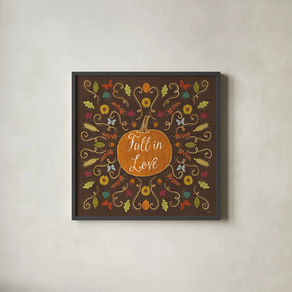 Autumn Otomi VI by Veronique Charron. Shown in a sleek black glass frame for a contemporary gallery look. Available as an archival giclee rolled canvas, fine art paper, or poster print. SKU 47649a.