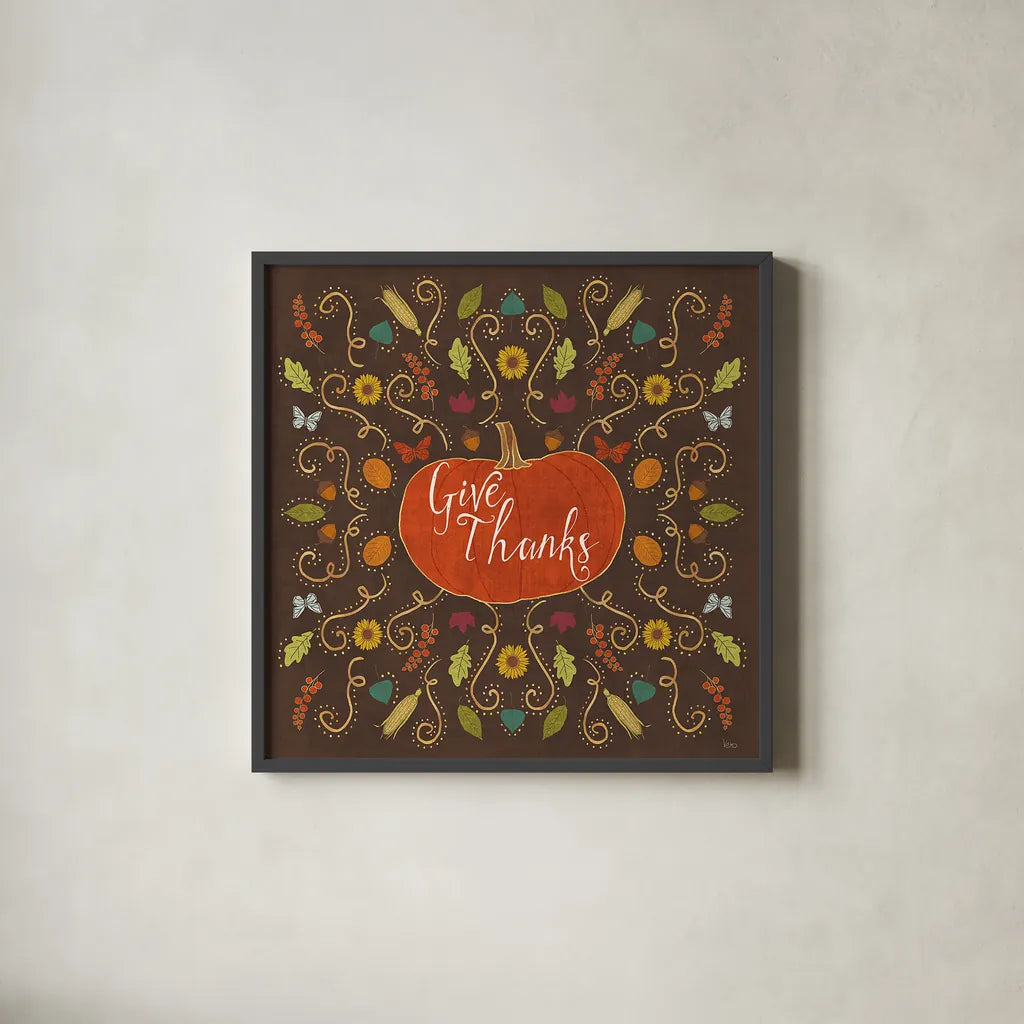 Autumn Otomi VII by Veronique Charron. Shown in a sleek black glass frame for a contemporary gallery look. Available as an archival giclee rolled canvas, fine art paper, or poster print. SKU 47650a.