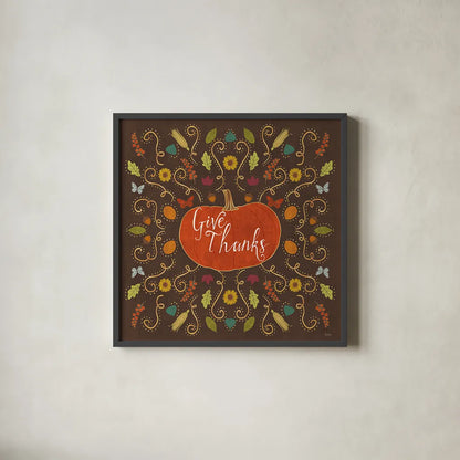 Autumn Otomi VII by Veronique Charron. Shown in a sleek black glass frame for a contemporary gallery look. Available as an archival giclee rolled canvas, fine art paper, or poster print. SKU 47650a.