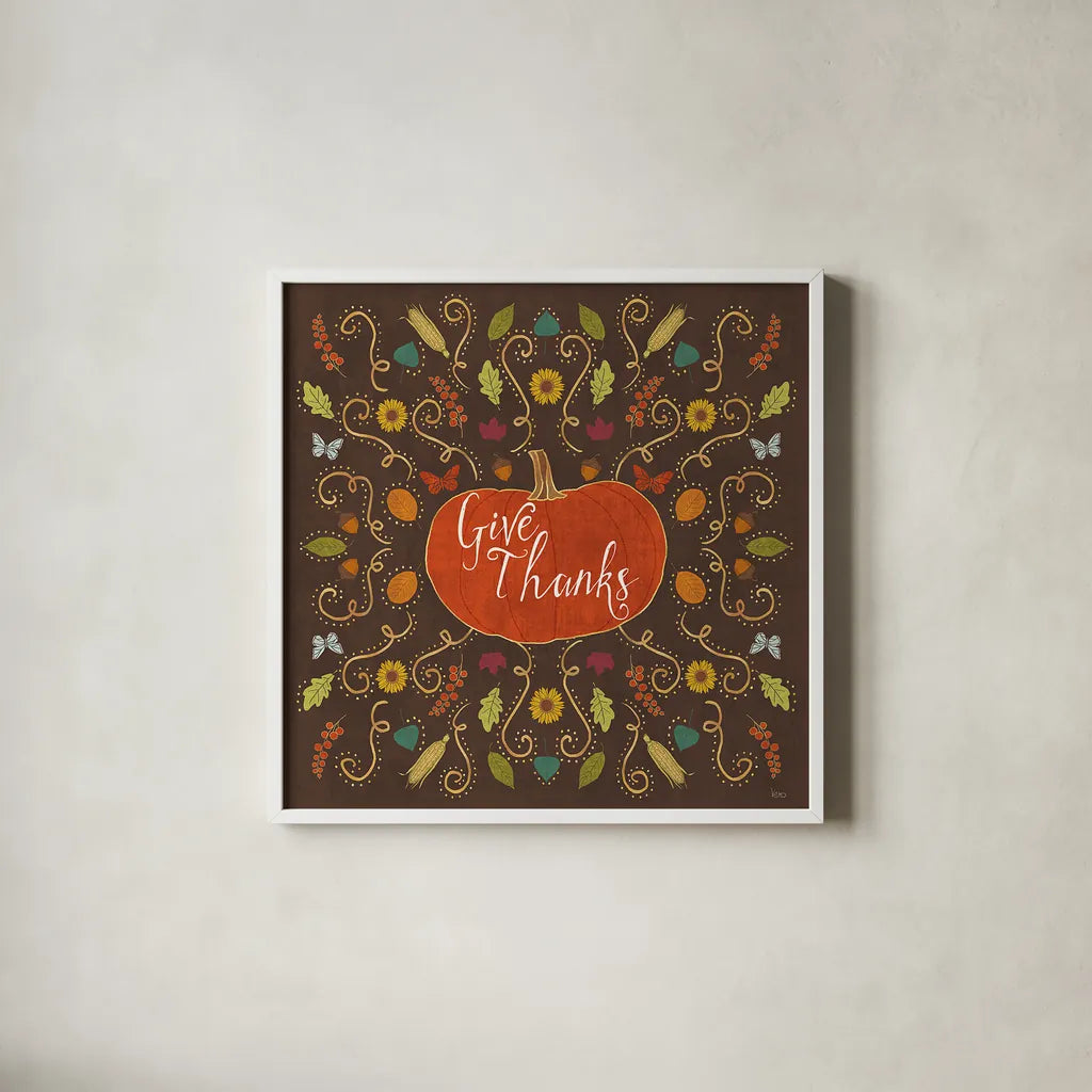 Autumn Otomi VII by Veronique Charron. Shown in a crisp white glass frame for a clean and minimalist style. Available as an archival giclee rolled canvas, fine art paper, or poster print. SKU 47650a.