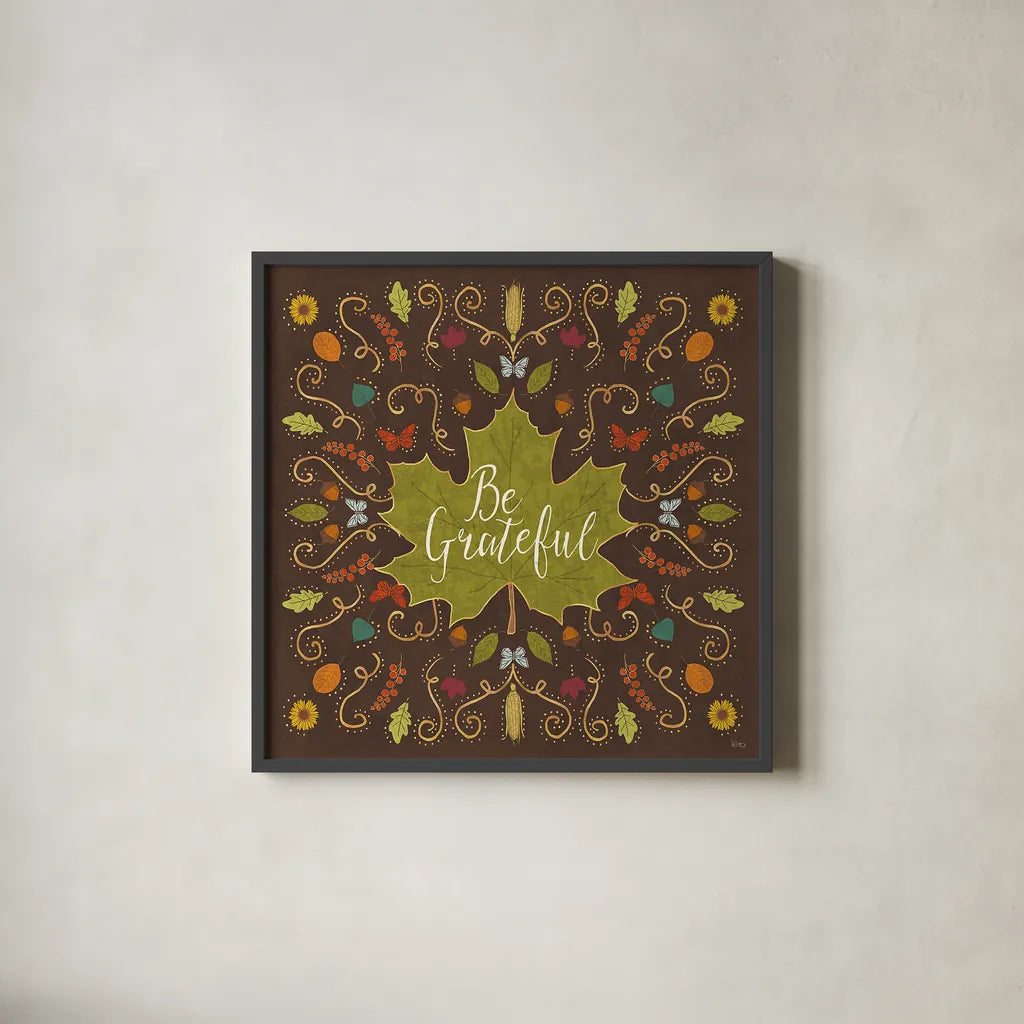 Autumn Otomi VIII by Veronique Charron. Shown in a sleek black glass frame for a contemporary gallery look. Available as an archival giclee rolled canvas, fine art paper, or poster print. SKU 47651a.