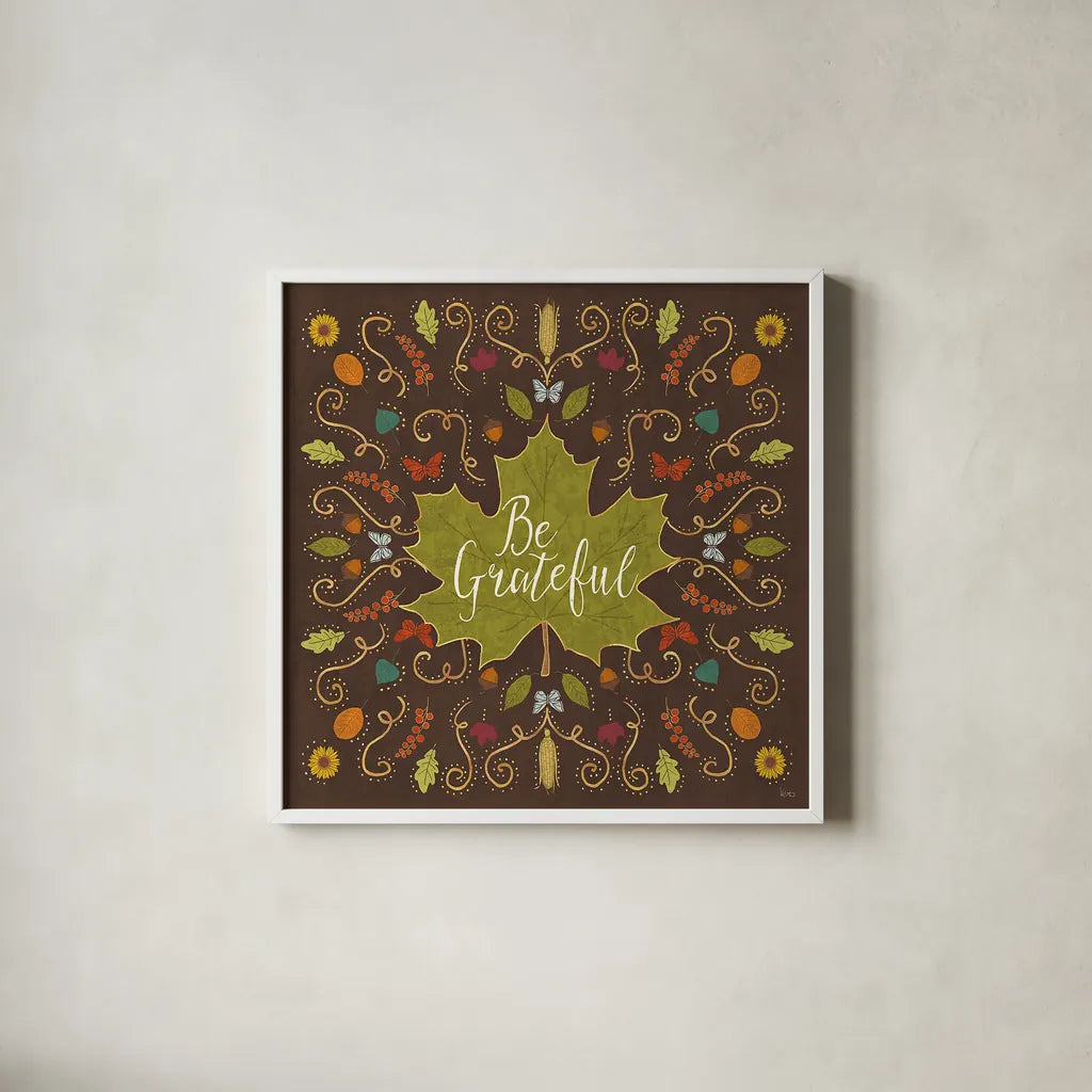 Autumn Otomi VIII by Veronique Charron. Shown in a crisp white glass frame for a clean and minimalist style. Available as an archival giclee rolled canvas, fine art paper, or poster print. SKU 47651a.