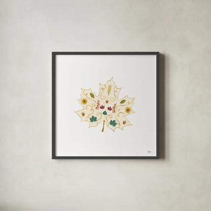 Autumn Otomi XII by Veronique Charron. Shown in a sleek black glass frame for a contemporary gallery look. Available as an archival giclee rolled canvas, fine art paper, or poster print. SKU 80158a.