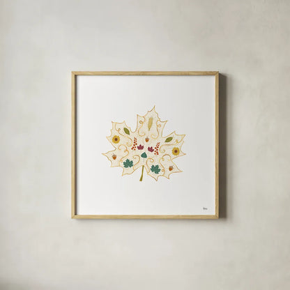 Autumn Otomi XII by Veronique Charron. Shown in a natural wood glass frame for a timeless modern aesthetic. Available as an archival giclee rolled canvas, fine art paper, or poster print. SKU 80158a.