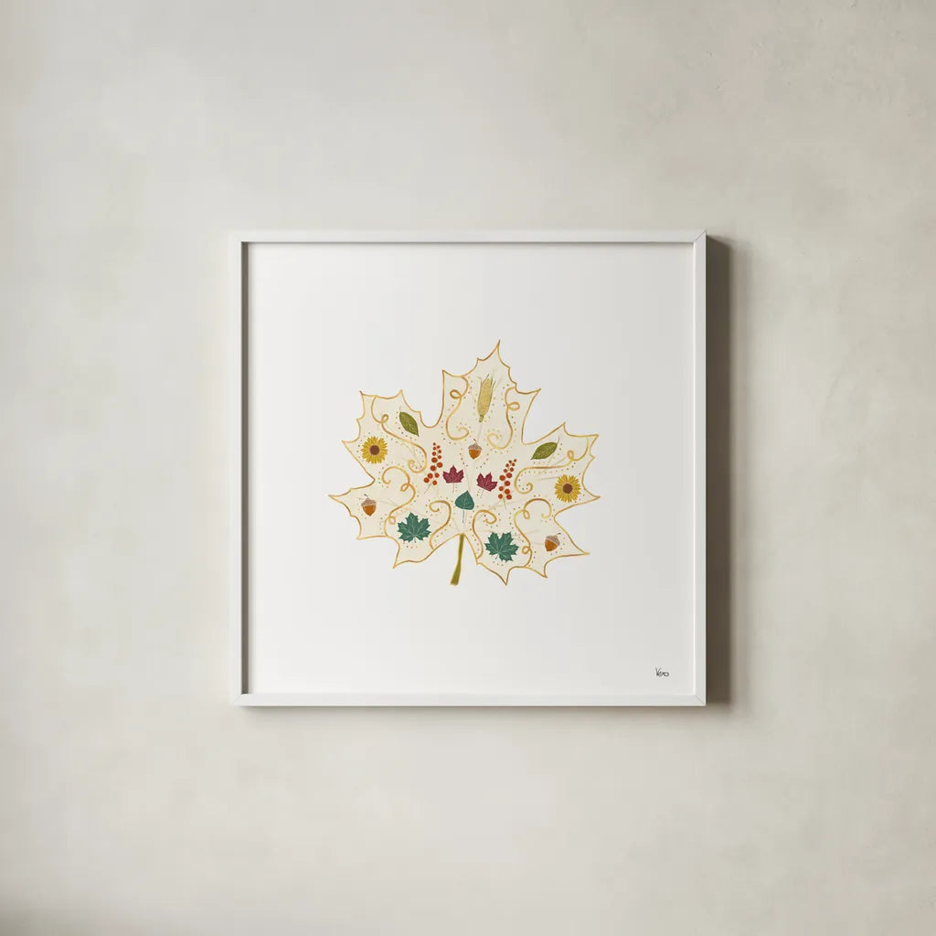 Autumn Otomi XII by Veronique Charron. Shown in a crisp white glass frame for a clean and minimalist style. Available as an archival giclee rolled canvas, fine art paper, or poster print. SKU 80158a.