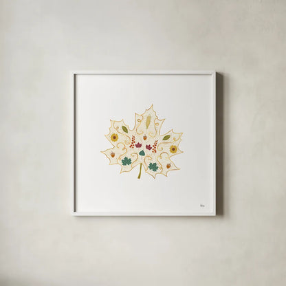 Autumn Otomi XII by Veronique Charron. Shown in a crisp white glass frame for a clean and minimalist style. Available as an archival giclee rolled canvas, fine art paper, or poster print. SKU 80158a.