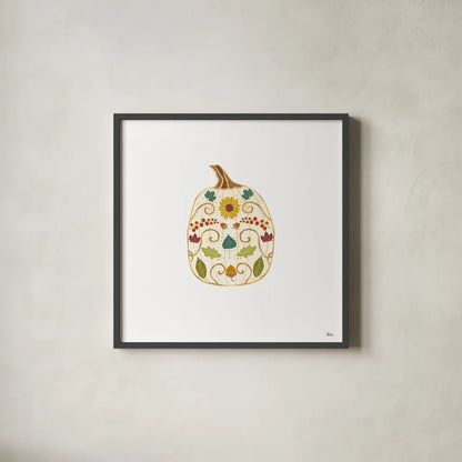 Autumn Otomi XIII by Veronique Charron. Shown in a sleek black glass frame for a contemporary gallery look. Available as an archival giclee rolled canvas, fine art paper, or poster print. SKU 80159a.