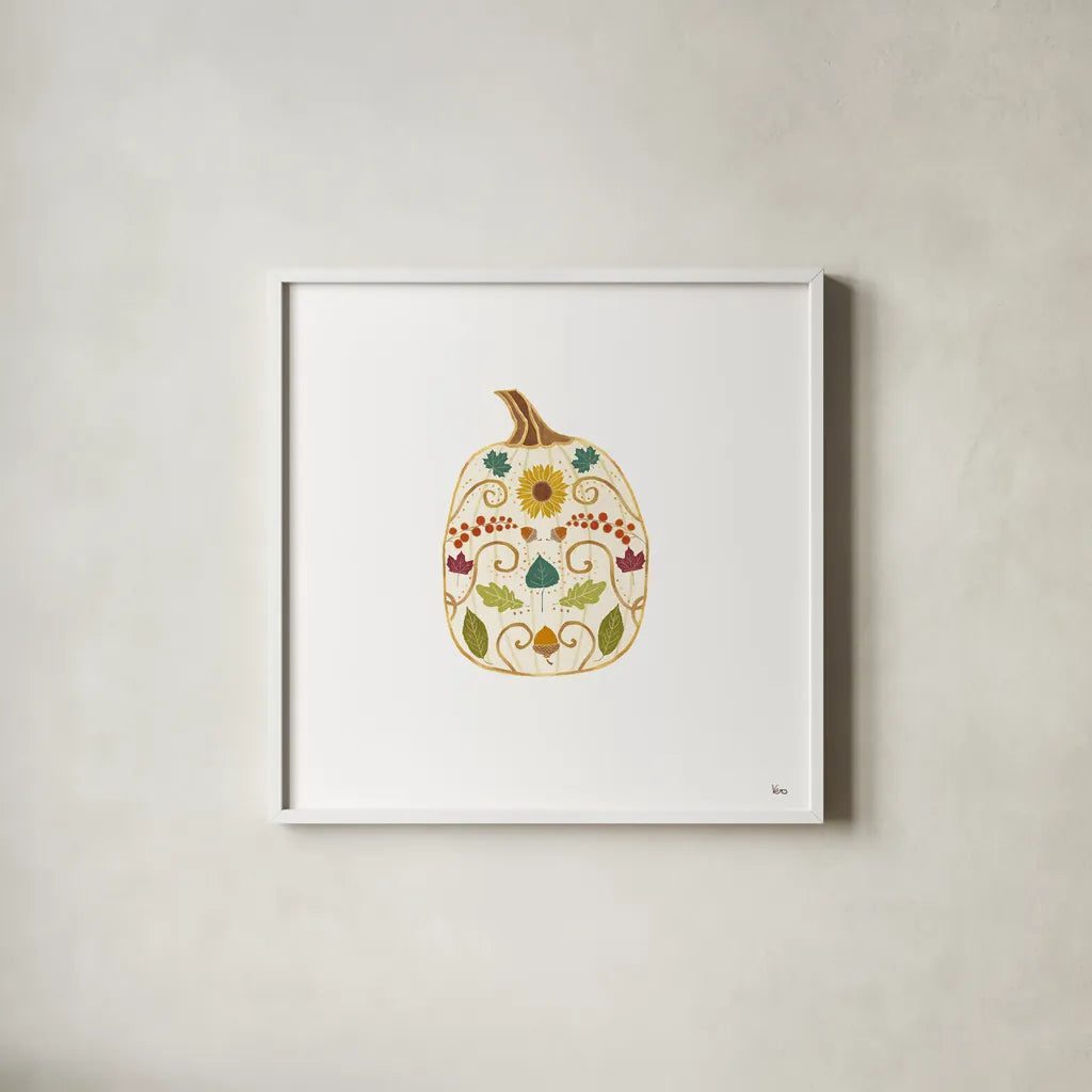 Autumn Otomi XIII by Veronique Charron. Shown in a crisp white glass frame for a clean and minimalist style. Available as an archival giclee rolled canvas, fine art paper, or poster print. SKU 80159a.