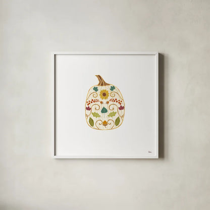 Autumn Otomi XIII by Veronique Charron. Shown in a crisp white glass frame for a clean and minimalist style. Available as an archival giclee rolled canvas, fine art paper, or poster print. SKU 80159a.