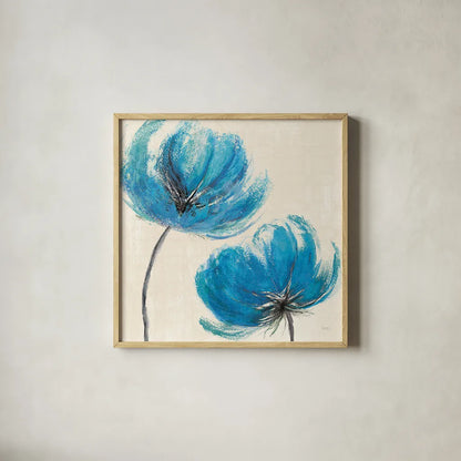 Azure III by Veronique Charron. Shown in a natural wood glass frame for a timeless modern aesthetic. Available as an archival giclee rolled canvas, fine art paper, or poster print. SKU 10527a.