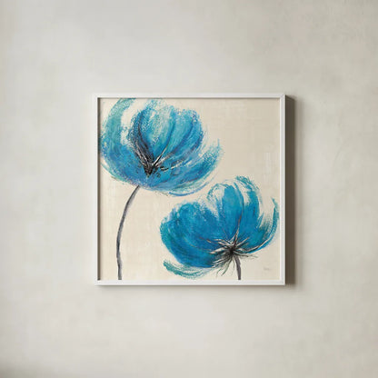 Azure III by Veronique Charron. Shown in a crisp white glass frame for a clean and minimalist style. Available as an archival giclee rolled canvas, fine art paper, or poster print. SKU 10527a.