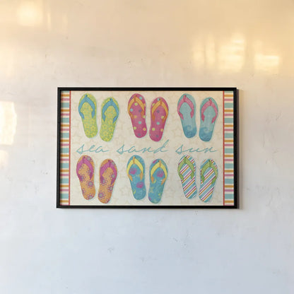 Beach Party VI by Veronique Charron. shown as a paper print in a black flame. Available as a archival giclee rolled canvas, fine art paper, or poster print. SKU 71469i.