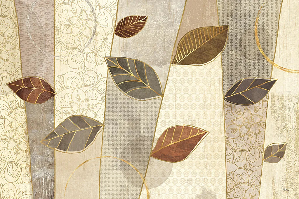 Bohemian Leaves I Neutral by Veronique Charron. SKU 28896i. Archival Giclee Fine art print for wall decor.