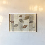 Bohemian Leaves I Neutral by Veronique Charron. shown as a paper print in a white frame. Available as a archival giclee rolled canvas, fine art paper, or poster print. SKU 28896i.
