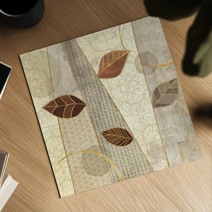 Bohemian Leaves II Neutral by Veronique Charron. Shown as a detailed flat fine art print, highlighting archival giclee quality. Available as an archival giclee rolled canvas, fine art paper, or poster print. SKU 28897a.