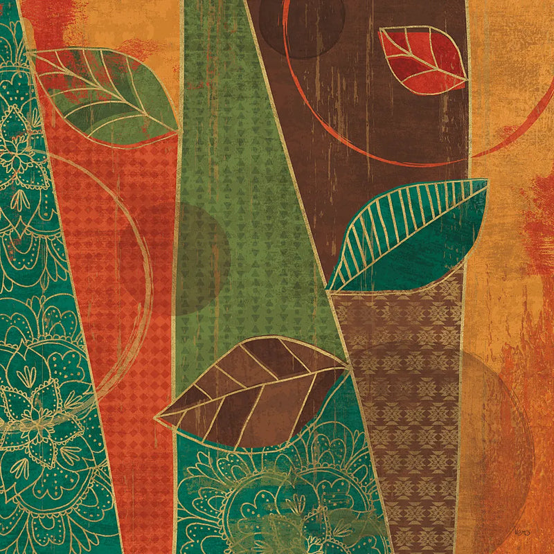 Bohemian Leaves III by Veronique Charron. SKU 28893a. Archival Giclee Fine art print for wall decor.