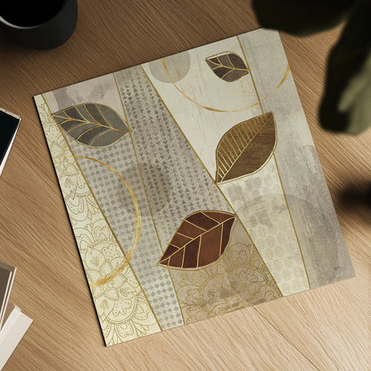 Bohemian Leaves III Neutral by Veronique Charron. Shown as a detailed flat fine art print, highlighting archival giclee quality. Available as an archival giclee rolled canvas, fine art paper, or poster print. SKU 28898a.