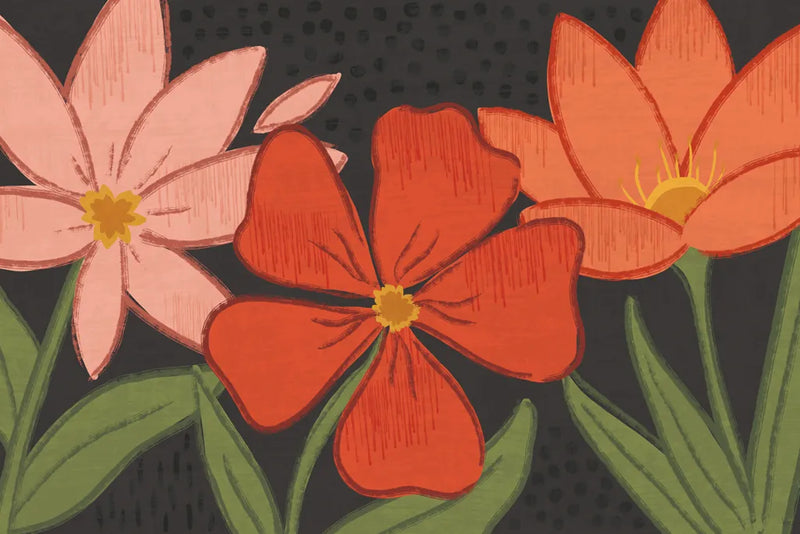 Bold Petals I Dark by Veronique Charron. SKU 98969i. Archival Giclee Fine art print for wall decor.