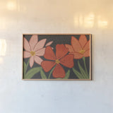 Bold Petals I Dark by Veronique Charron. shown as a paper print in a natural frame. Available as a archival giclee rolled canvas, fine art paper, or poster print. SKU 98969i.