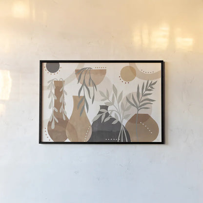 Botanical Form I Neutral by Veronique Charron. shown as a paper print in a black flame. Available as a archival giclee rolled canvas, fine art paper, or poster print. SKU 71443i.