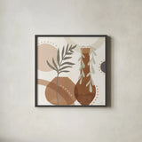 Botanical Form II Neutral by Veronique Charron. Shown in a sleek black glass frame for a contemporary gallery look. Available as an archival giclee rolled canvas, fine art paper, or poster print. SKU 71444a.