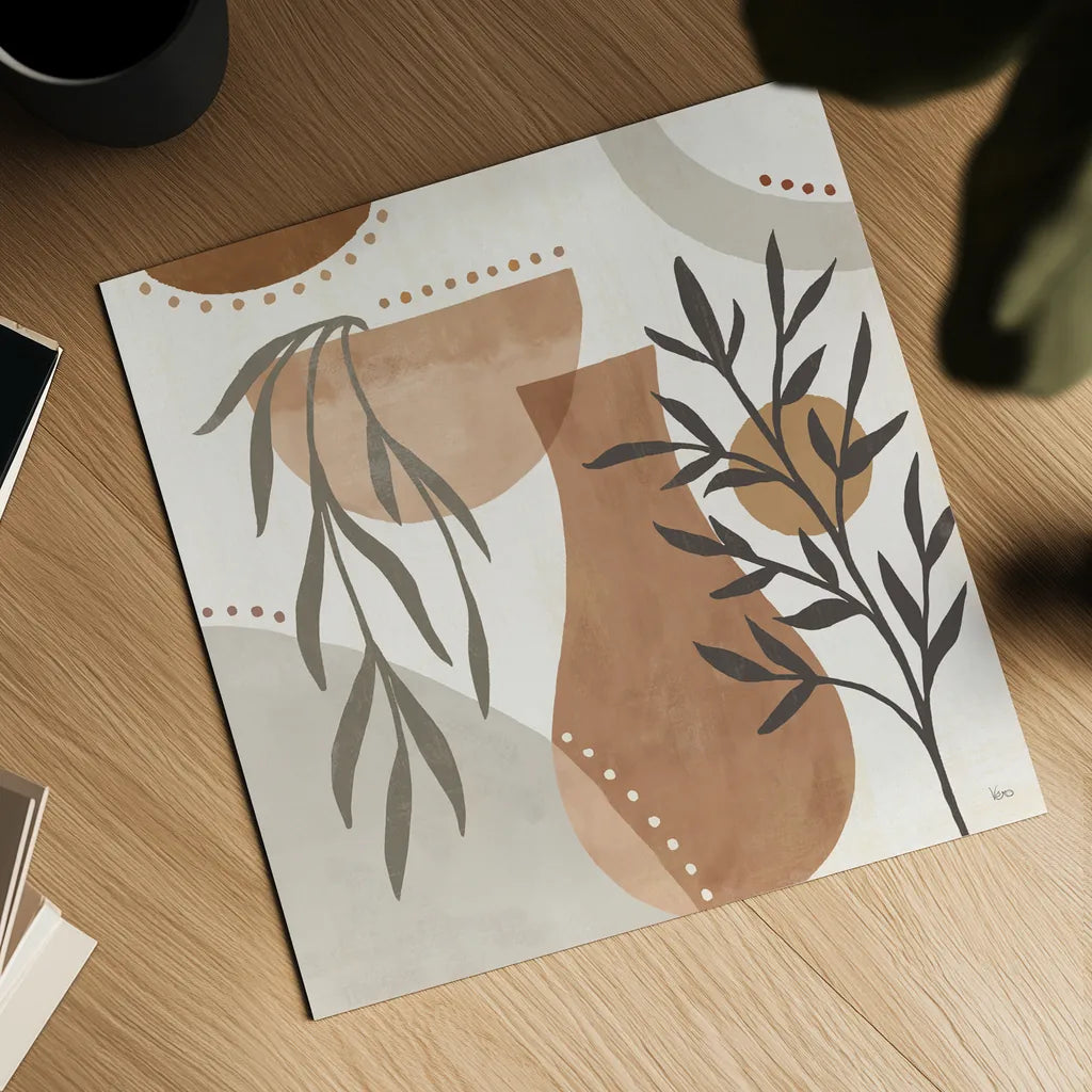 Botanical Form III Neutral by Veronique Charron. Shown as a detailed flat fine art print, highlighting archival giclee quality. Available as an archival giclee rolled canvas, fine art paper, or poster print. SKU 71445a.