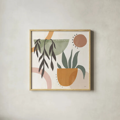 Botanical Form IV by Veronique Charron. Shown in a natural wood glass frame for a timeless modern aesthetic. Available as an archival giclee rolled canvas, fine art paper, or poster print. SKU 69305a.