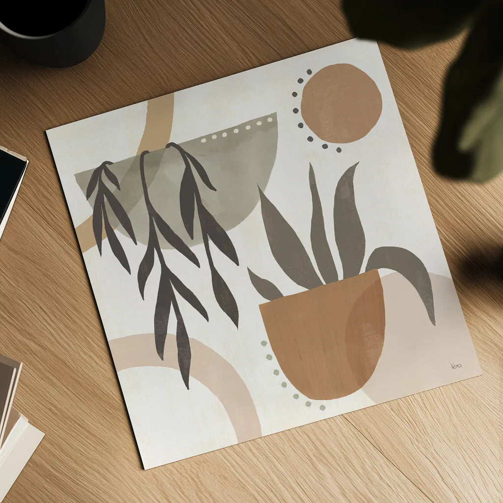 Botanical Form IV Neutral by Veronique Charron. Shown as a detailed flat fine art print, highlighting archival giclee quality. Available as an archival giclee rolled canvas, fine art paper, or poster print. SKU 71446a.