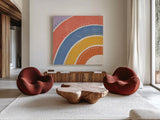 Botanical Form VII Bright by Veronique Charron. Shown as extra-large giant wall art in a modern living room. Available as an archival giclee rolled canvas, fine art paper, or poster print. SKU 70945a.