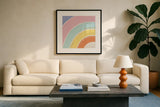 Botanical Form VII Pastel by Veronique Charron. Displayed in a glass frame with matte in a clean modern living room. Available as an archival giclee rolled canvas, fine art paper, or poster print. SKU 84109a.