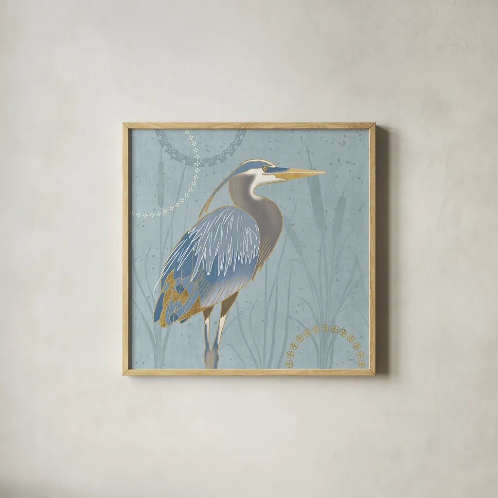 By the Shore II by Veronique Charron. Shown in a natural wood glass frame for a timeless modern aesthetic. Available as an archival giclee rolled canvas, fine art paper, or poster print. SKU 29971a.