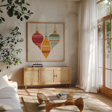 Chill and Cheer I by Veronique Charron. Shown in a natural wood frame in a cozy modern living room. Available as an archival giclee rolled canvas, fine art paper, or poster print. SKU 102239a.