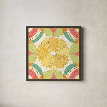 Citrus Splash IX by Veronique Charron. Shown in a sleek black glass frame for a contemporary gallery look. Available as an archival giclee rolled canvas, fine art paper, or poster print. SKU 37561a.