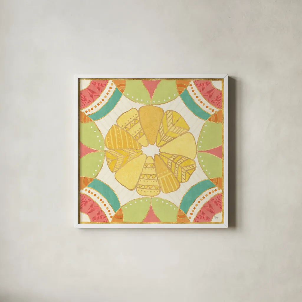 Citrus Splash IX by Veronique Charron. Shown in a crisp white glass frame for a clean and minimalist style. Available as an archival giclee rolled canvas, fine art paper, or poster print. SKU 37561a.
