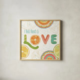 Citrus Splash V by Veronique Charron. Shown in a natural wood glass frame for a timeless modern aesthetic. Available as an archival giclee rolled canvas, fine art paper, or poster print. SKU 37557a.